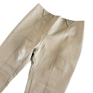Armani Collezioni  Women's Calf Leather Pants Size 8 Beige